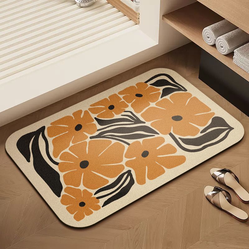 Floral Patterned Soft Bath Mat
