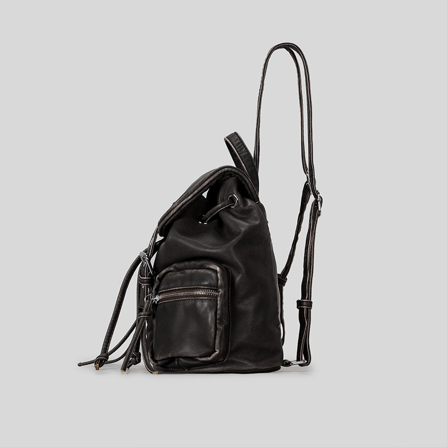 Multi-Pocket Leather Backpack