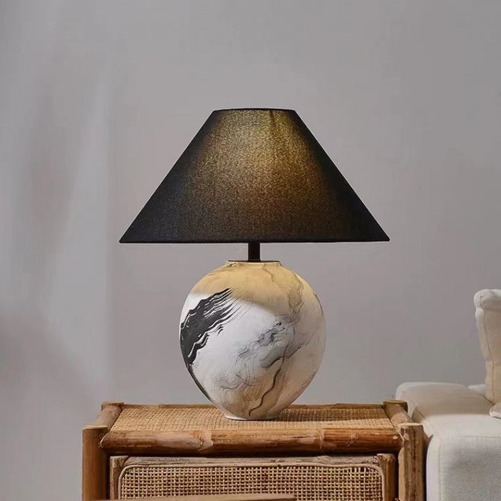 Artistic Table Lamp with Geometric Base
