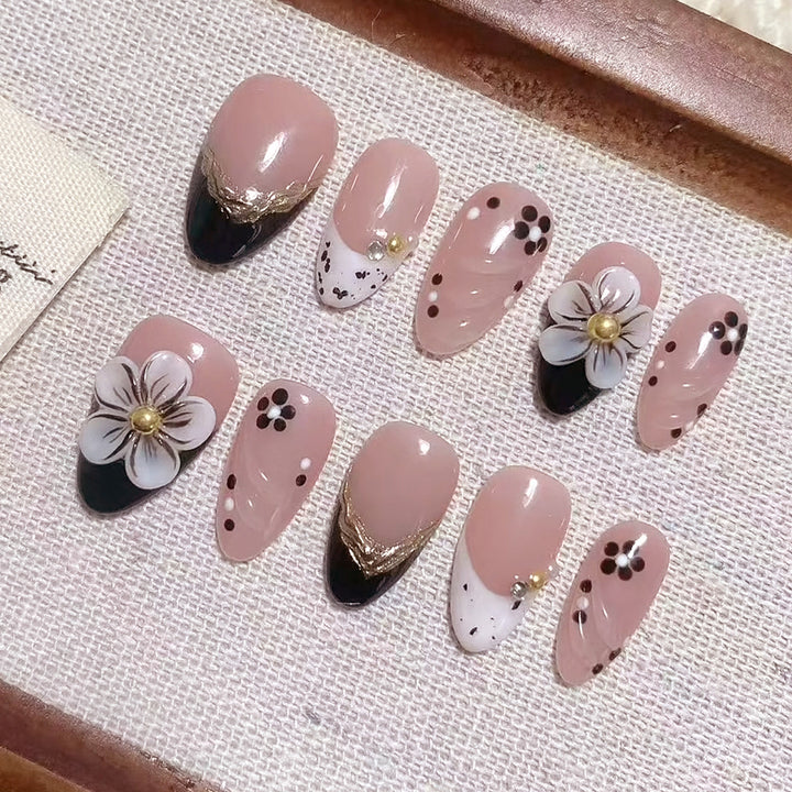 Decorative Floral and Gem-Embellished Press-On Nails Stornfield