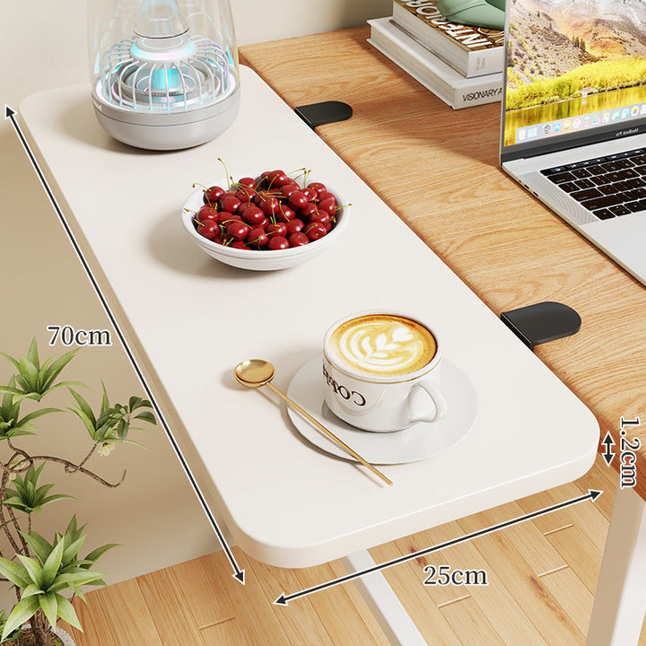 Clamp-On Expandable Desk Side Table Shelf with Wide Smooth Surface and Slim Adjustable Clamp