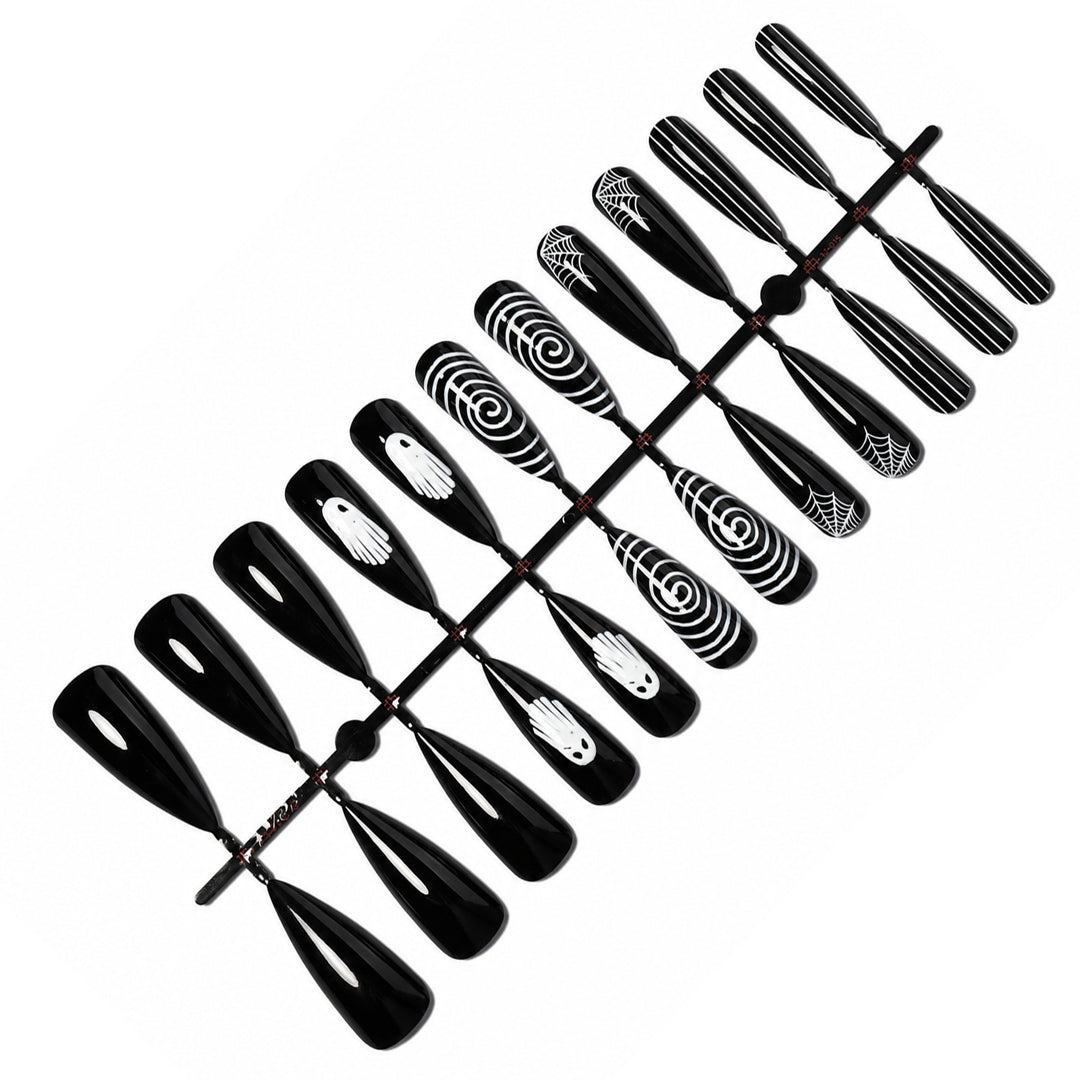 Acrylic nail set with stylish Halloween designs Stornfield