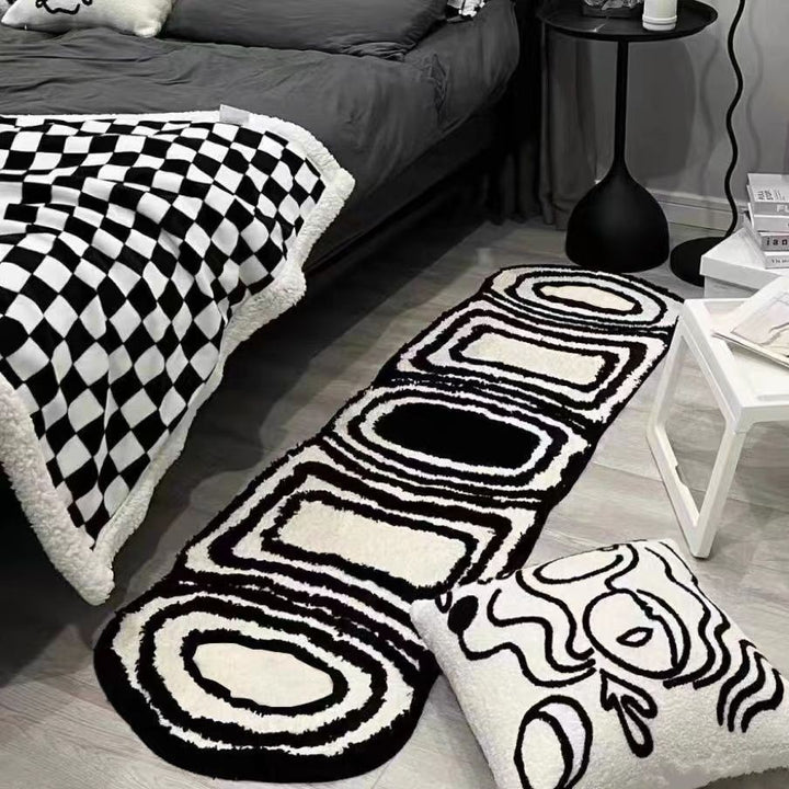 High-Pile Geometric Runner Rug with Tufted Chenille Texture