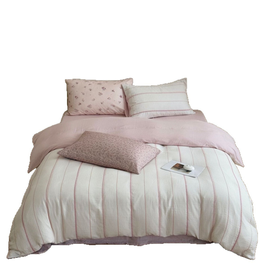 Cotton Gauze Striped Duvet Cover and Pillowcase Set