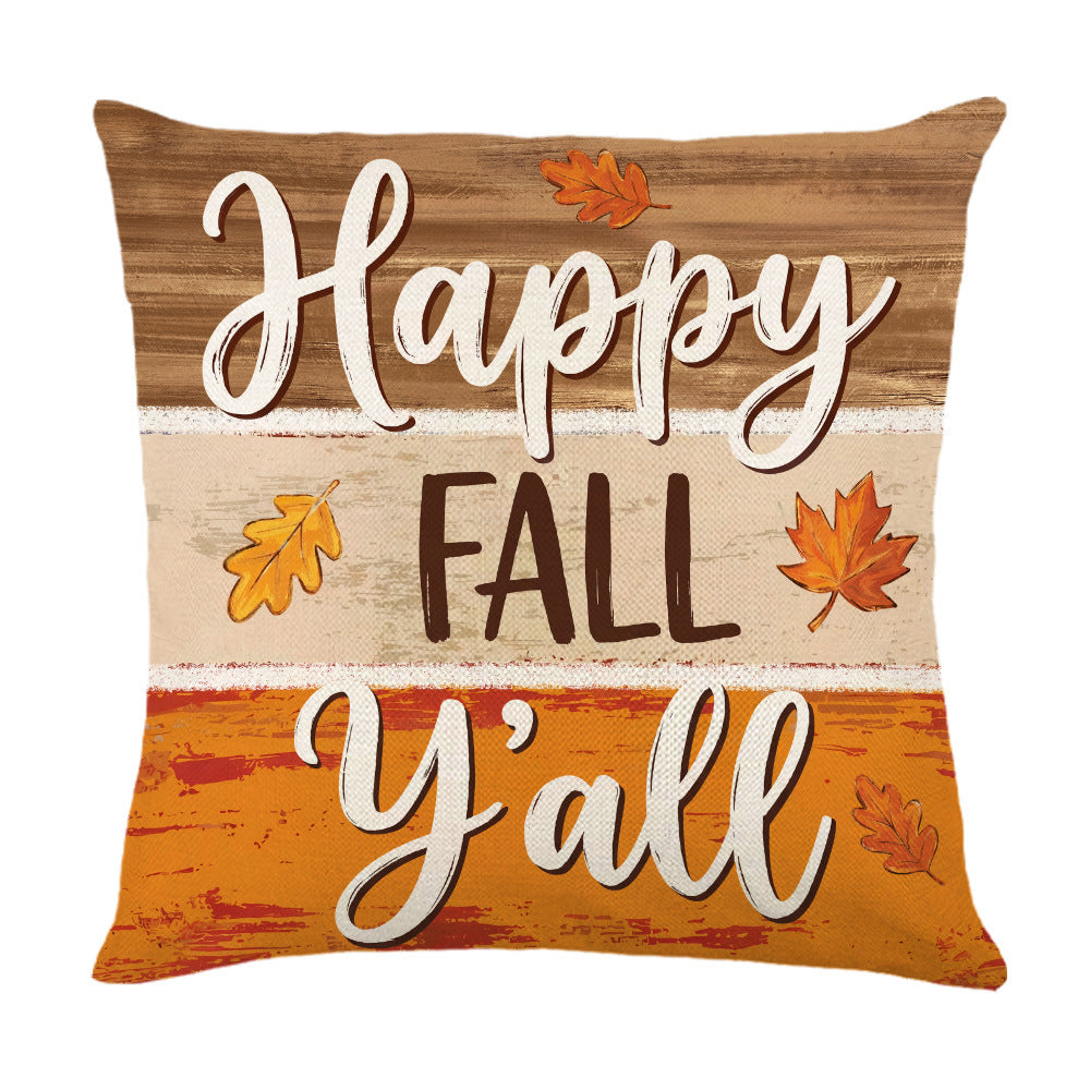 Decorative Autumn Basket Pumpkin Sunflower Square Pillow Cover with Hidden Zipper