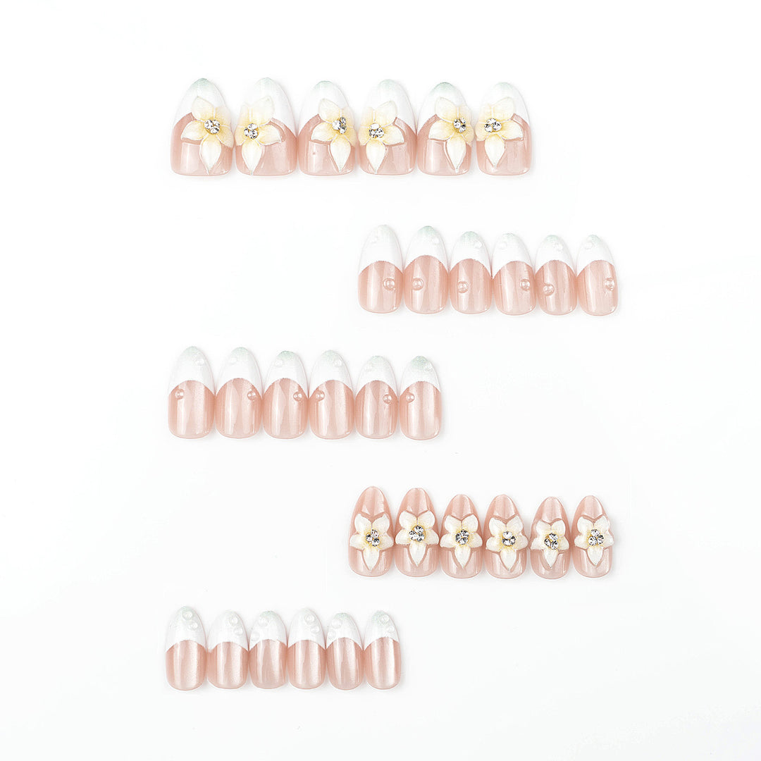 Premium Decorative Press-On Nail Set with Floral Accents Stornfield