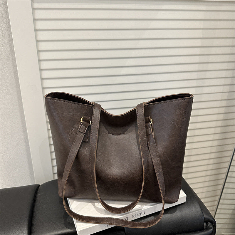 Classic Vegan Leather Shoulder Tote Bag