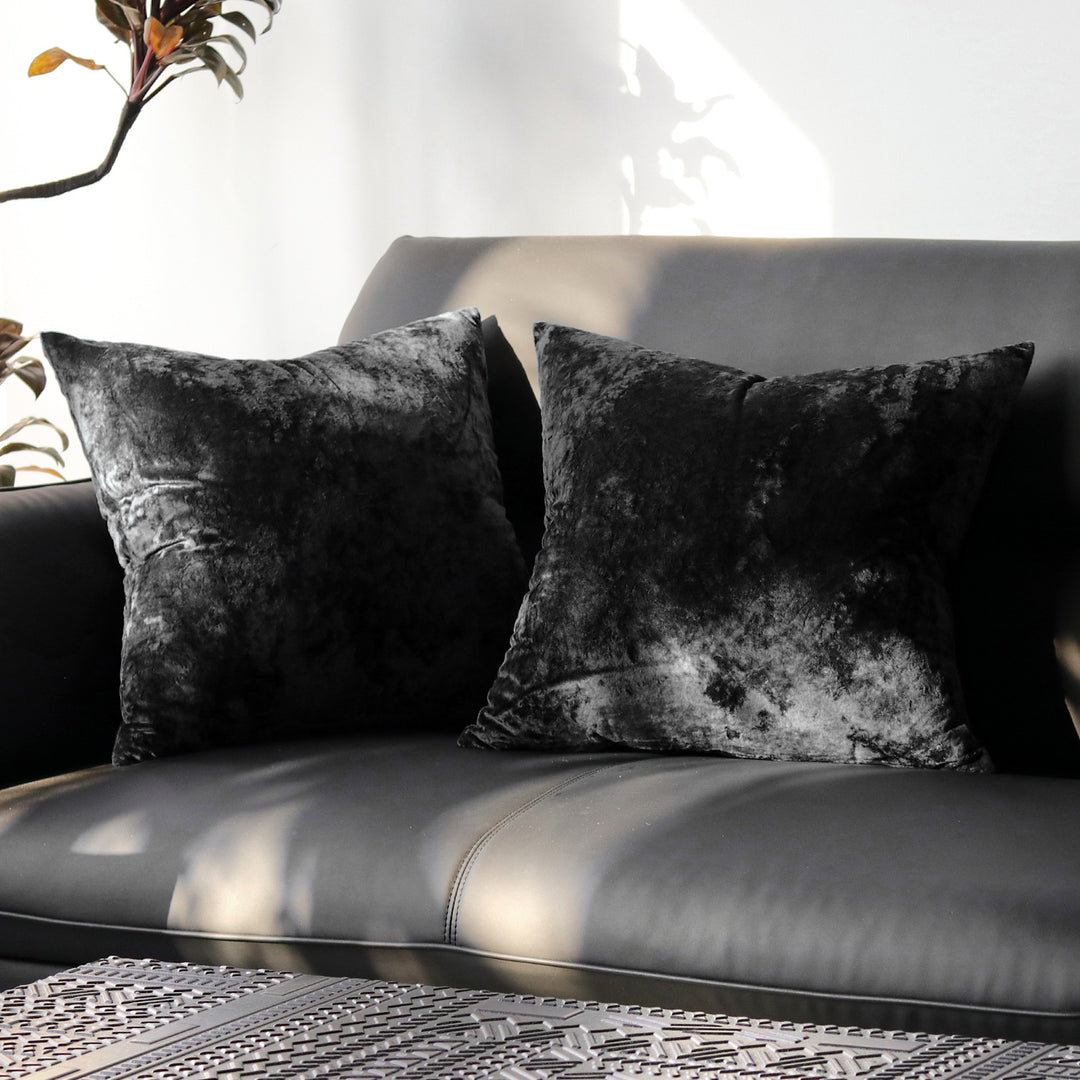 Square Crushed Velvet Decorative Throw Pillow Covers with Hidden Zipper