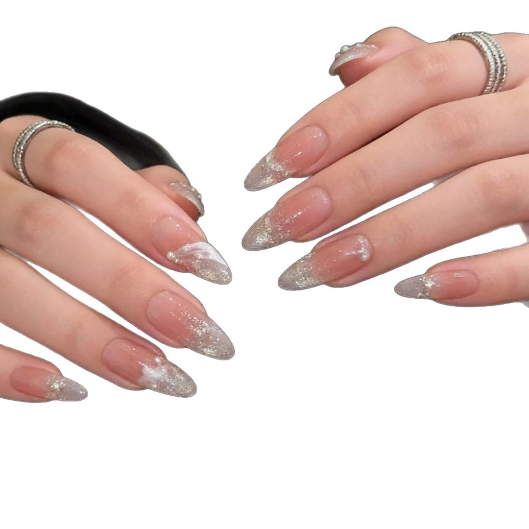 Elegant Glitter Tips Acrylic Nail Extensions