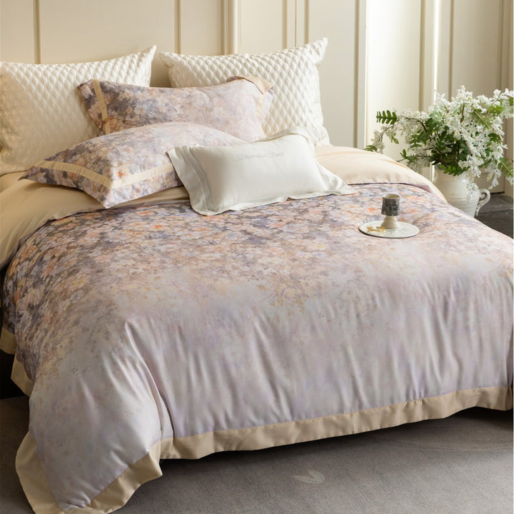 Floral Watercolor Cotton-Sateen Duvet Cover Set