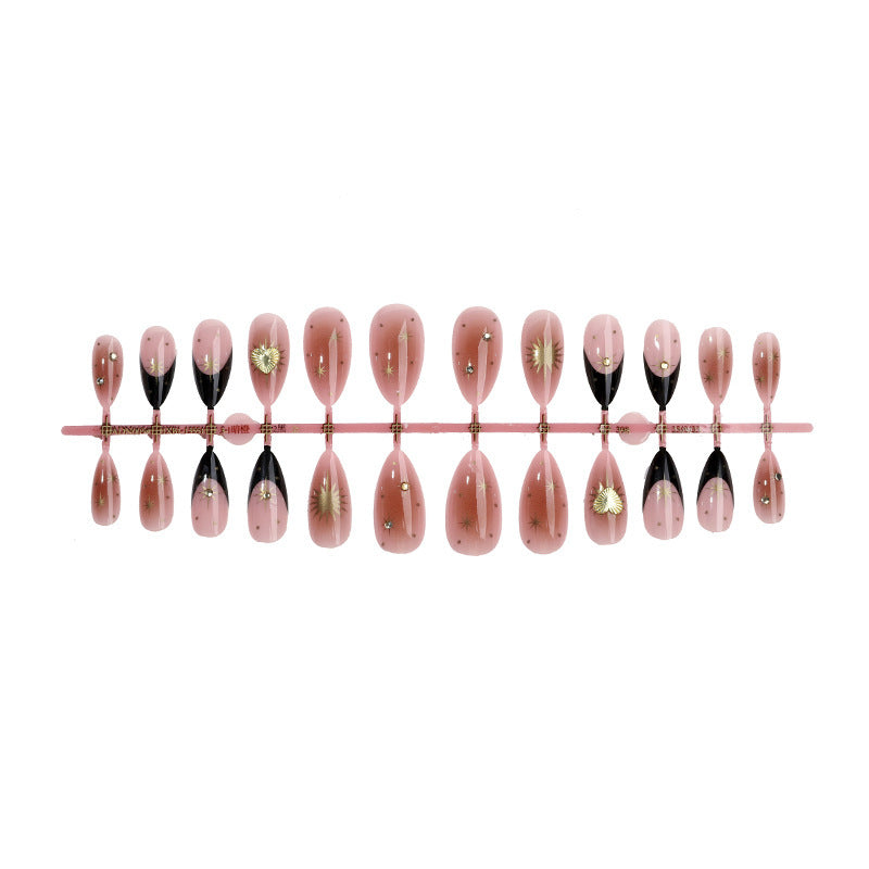 Artificial nail set with handcrafted floral and glamorous decorations Stornfield