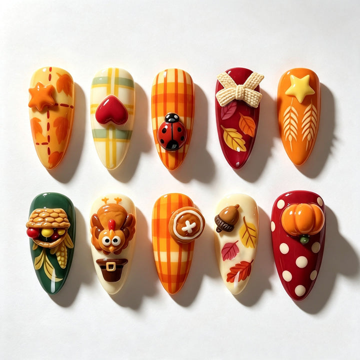 Themed Harvest Festival Press-On Nail Art Set