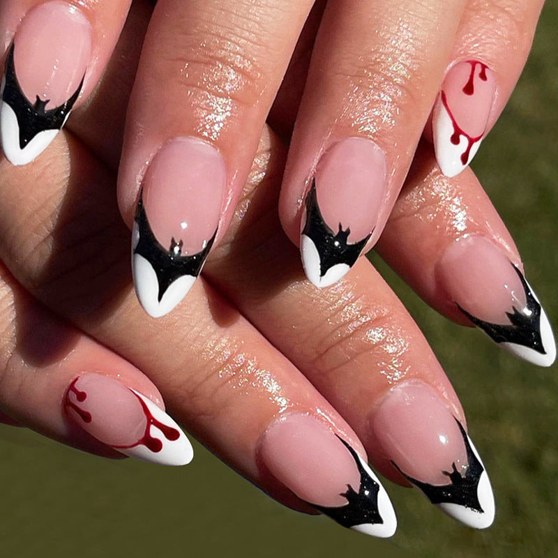 Artistic Press-On Nail Set with Unique Graphic Designs Stornfield