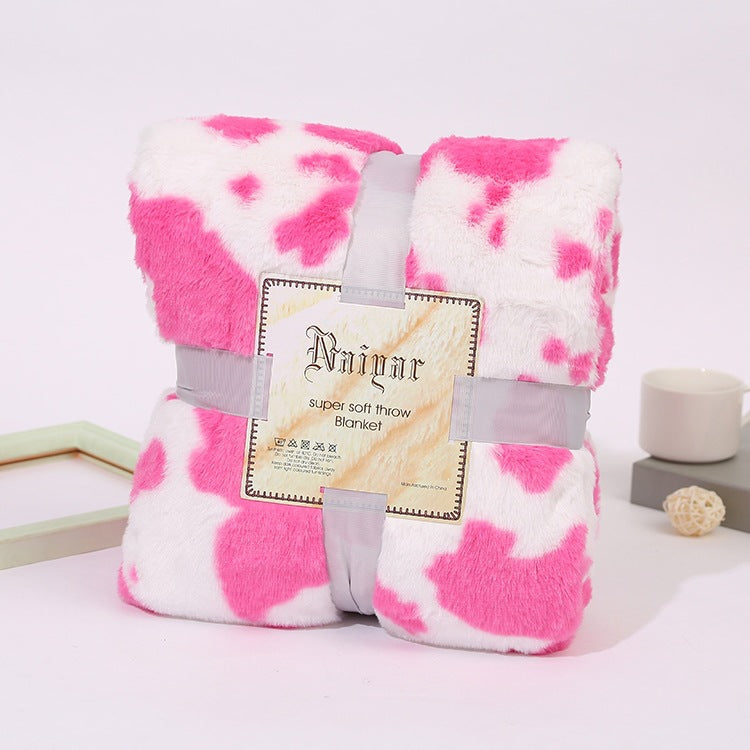 Ultra-Soft Cow Print Fleece Throw Blanket