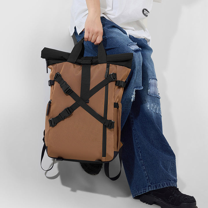 Backpack with roll closure and durable materials Stornfield