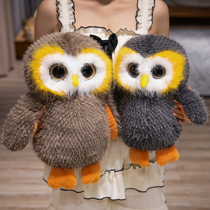 Plush Round Owl Collectible with Ultra-Soft Faux Fur & Large Glassy Eyes Stornfield