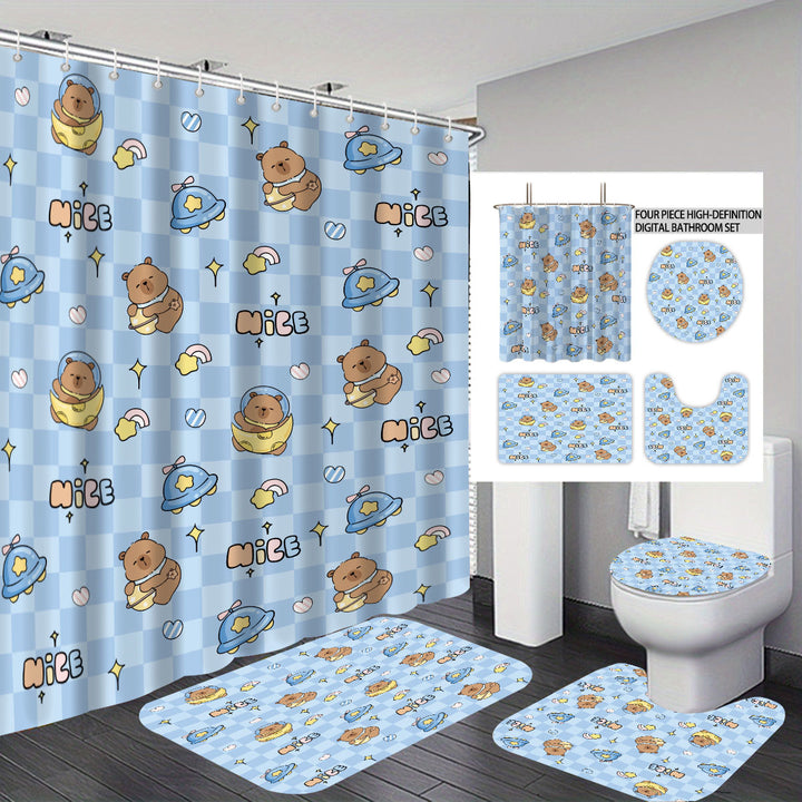 Cute Bear-Themed Four-Piece Bathroom Set Stornfield