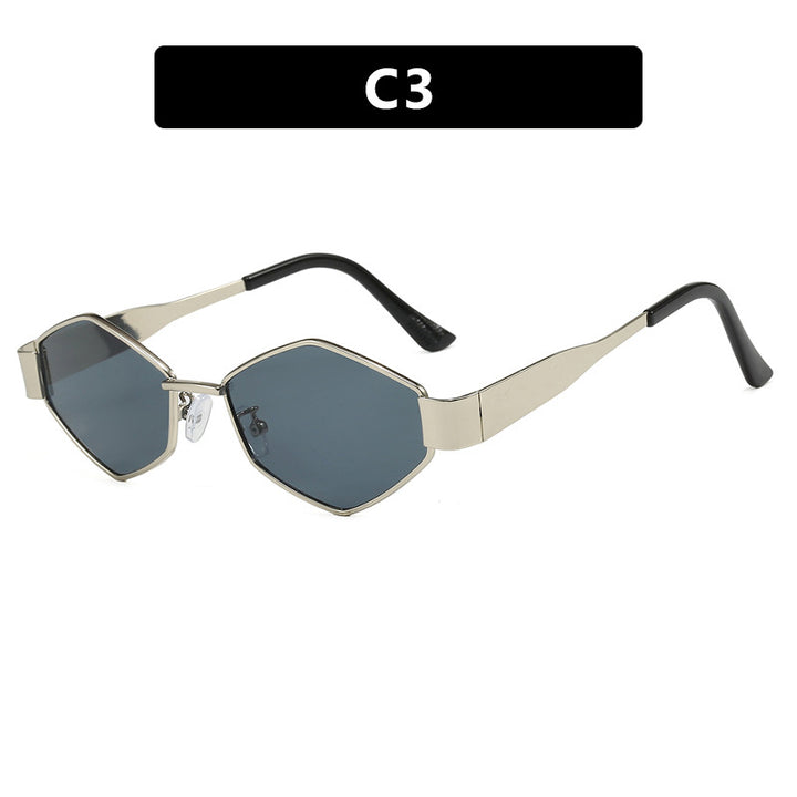 Women's geometric sunglasses with narrow metal frame and polarized lenses Stornfield