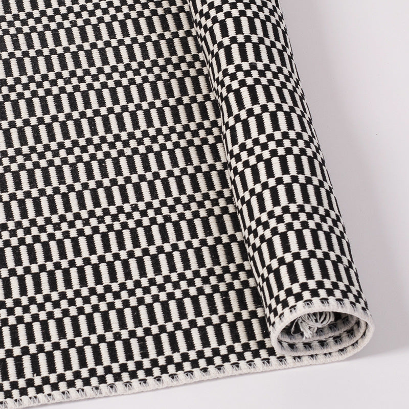 Flat-woven cotton rug runner with geometric check pattern and easy-care surface Stornfield