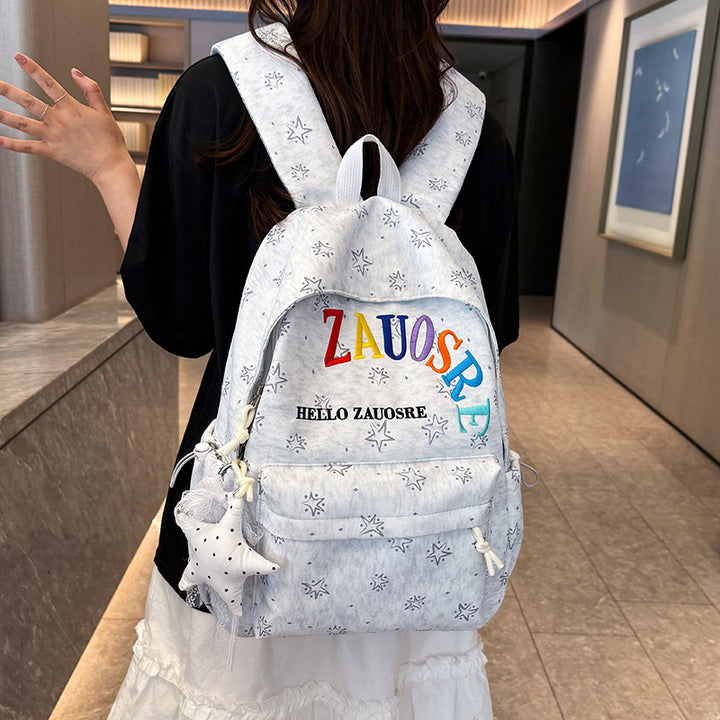 Stylish Star-Embellished Corduroy Backpack Stornfield