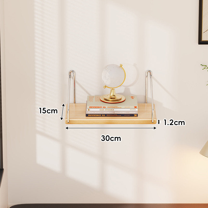 Compact Wall-Mounted Floating Shelf with Slim Metal Side Brackets