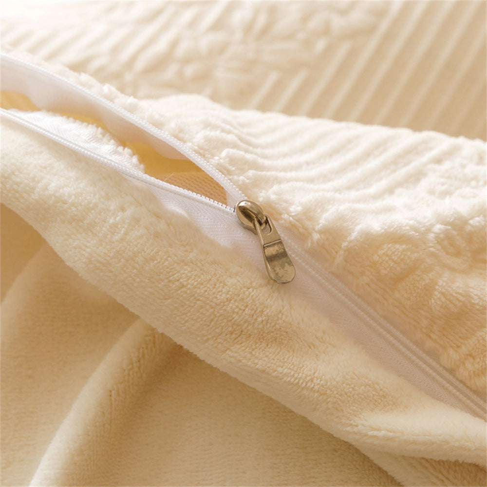 Quilted Medallion Embossed Duvet Cover Set with Pom-Pom Trim and Pillow Shams