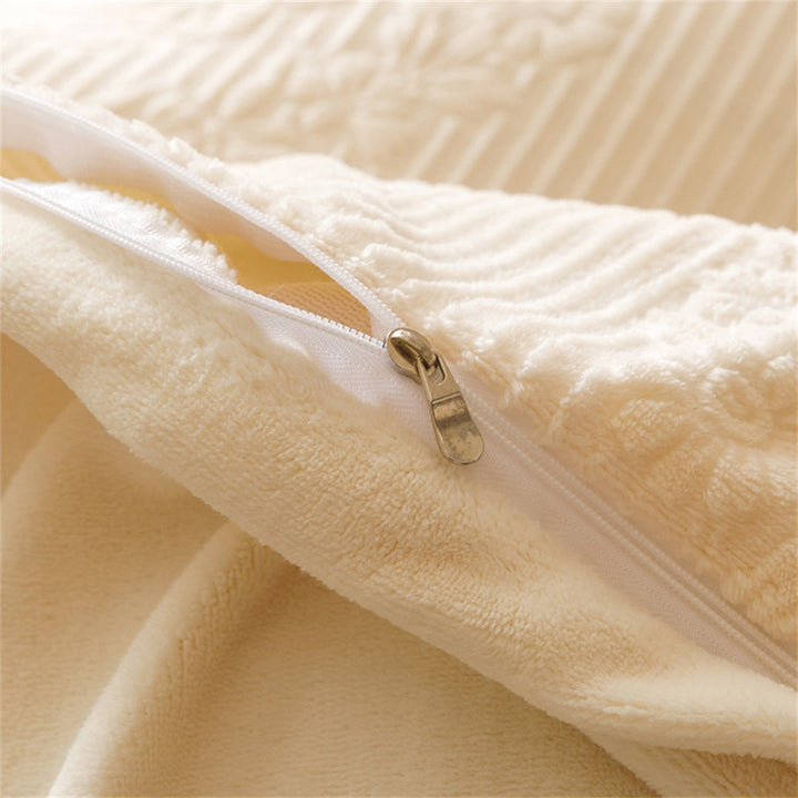 Quilted Medallion Embossed Duvet Cover Set with Pom-Pom Trim and Pillow Shams