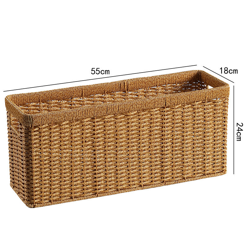 Handwoven Rectangular Storage Bin with Cutout Handles Stornfield
