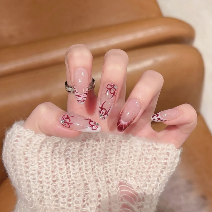 Artistic Floral Press-On Nail Design Set Stornfield