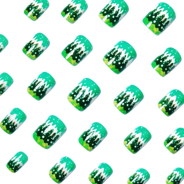 Artificial nails with winter-themed Christmas tree design Stornfield