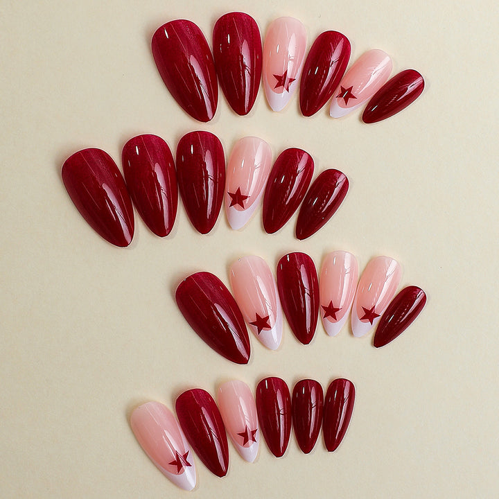 Artificial nail set with elegant star accents Stornfield