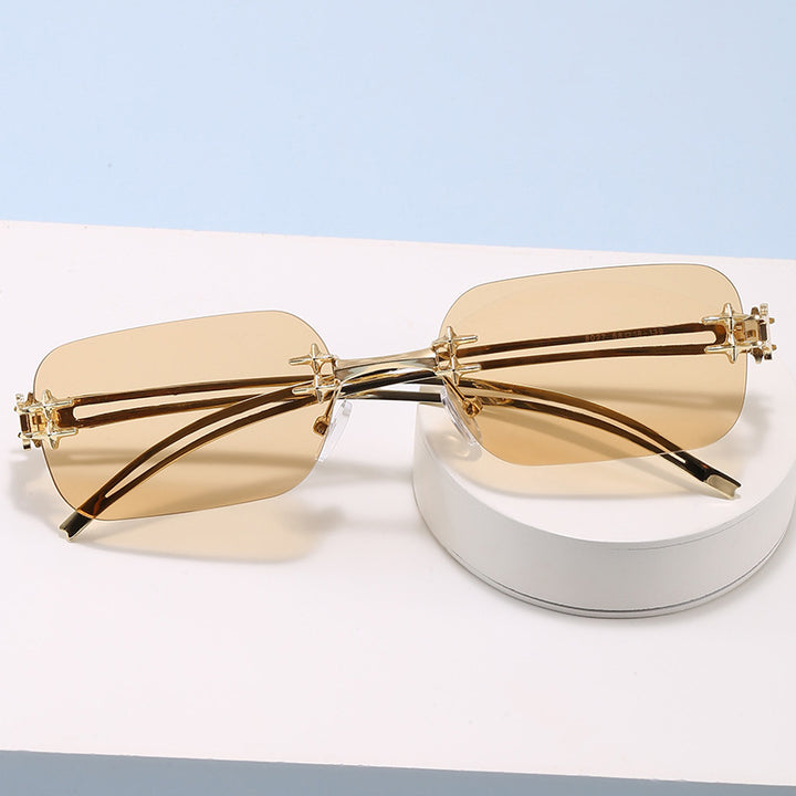 Fashionable metal sunglasses with rectangular frame Stornfield