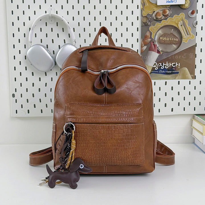 Stylish Crocodile-Patterned Leather Backpack Stornfield