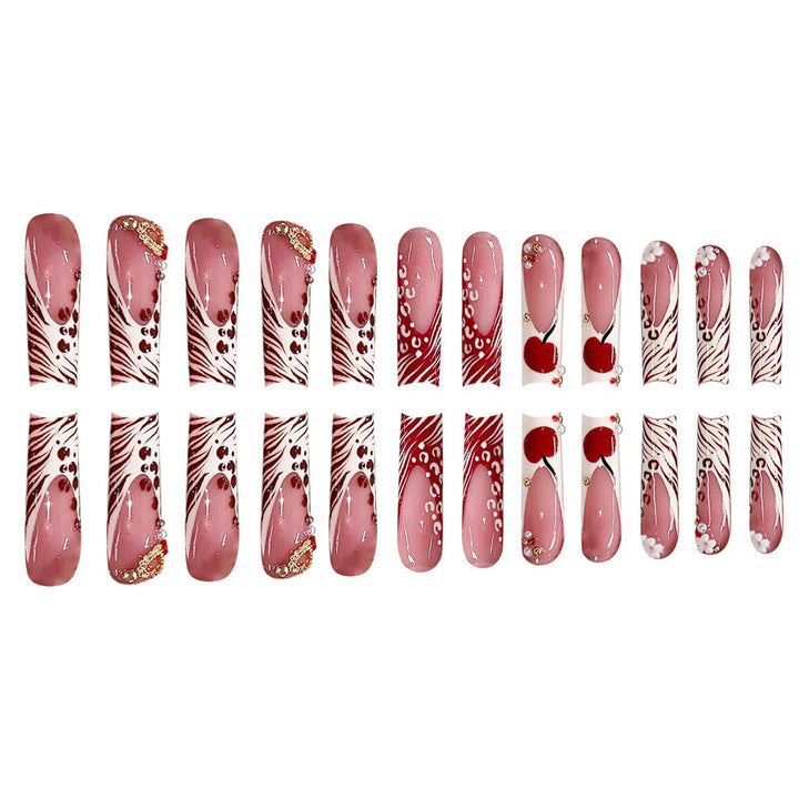 Decorative Long Press-On Nail Art with Gem Accents Stornfield