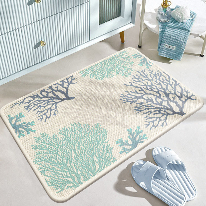 Coastal Coral Design Bath Mat