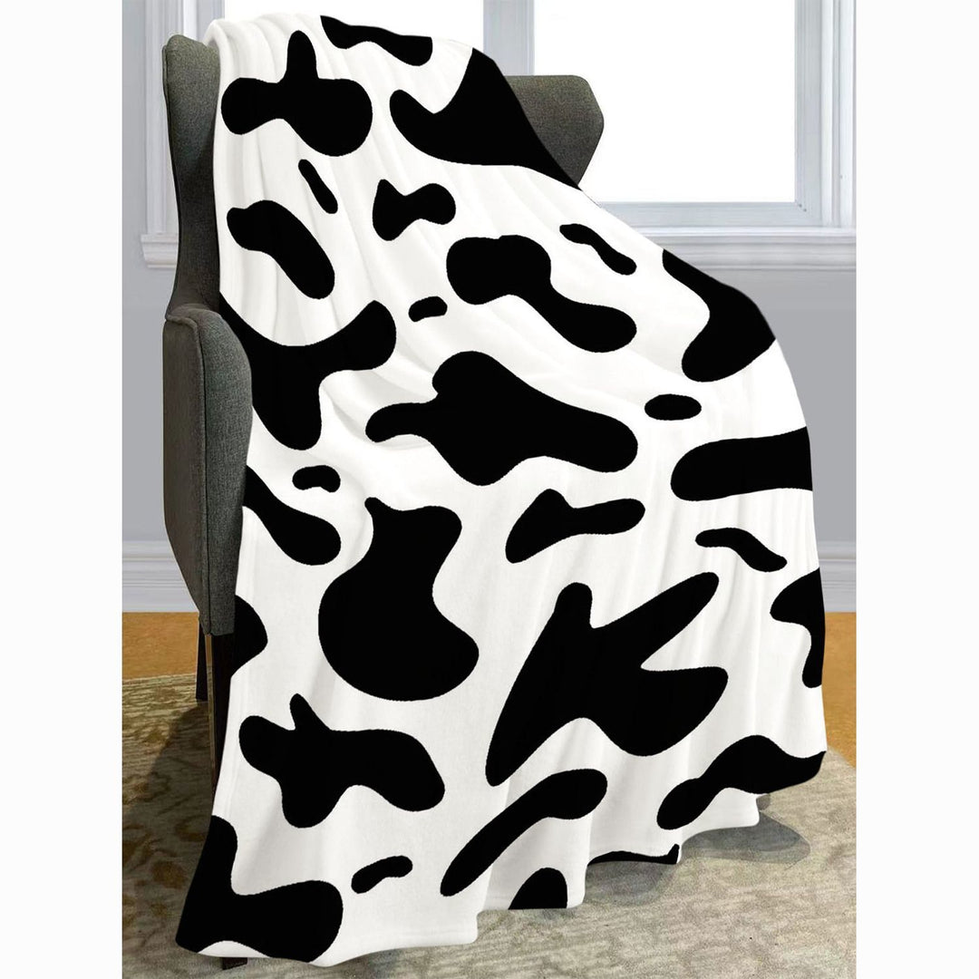 Cozy Cow Print Fleece Throw Blanket