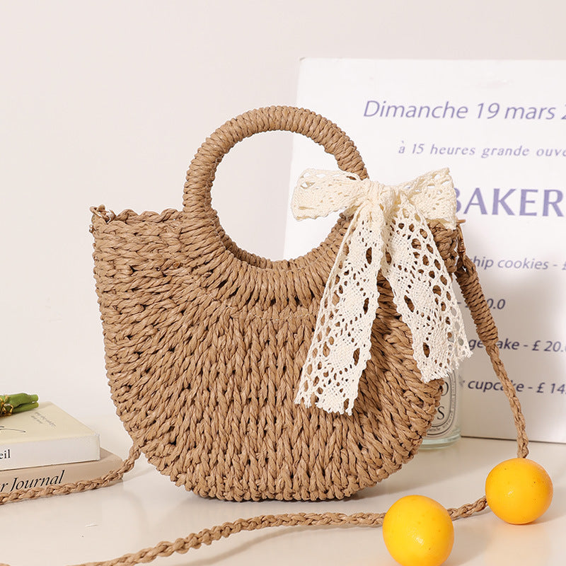 Trendy Bast Bag with Round Handle and Textured Design Stornfield