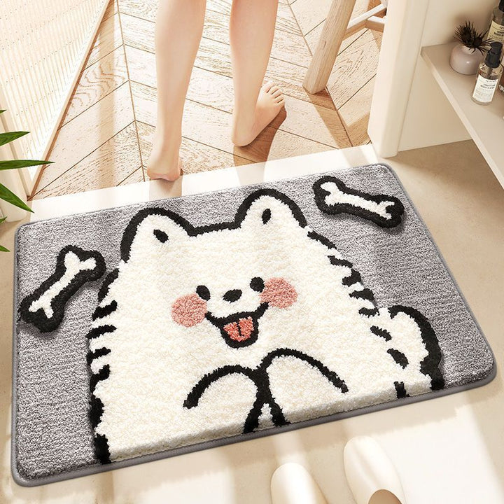 Cartoon Cat-Themed Plush Bath Mat