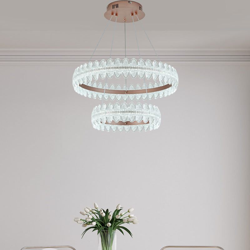 Modern Double Layer Crystal Pendant Light