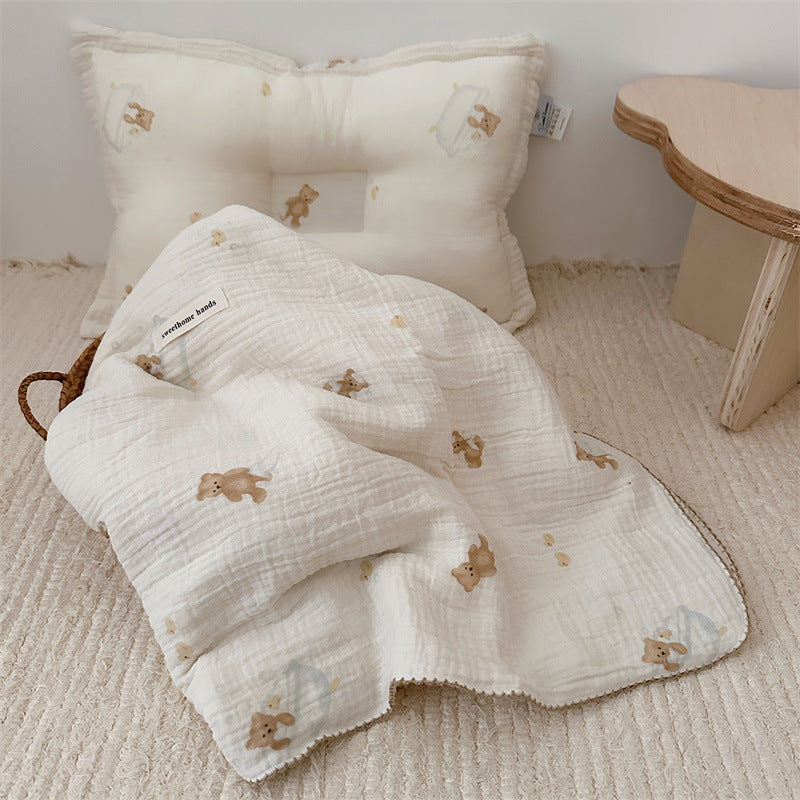 Unisex Muslin Blanket with delicate floral design and elegant ruffles Stornfield