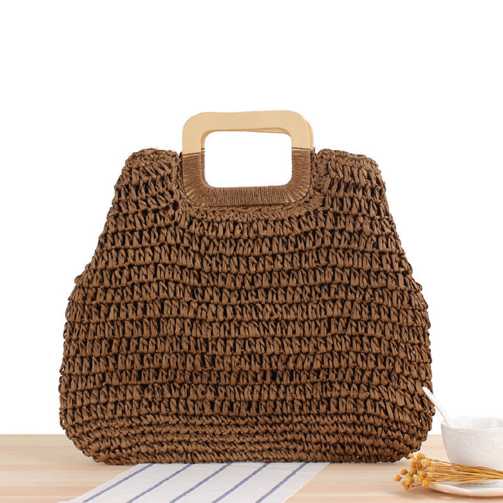 Macrame Tote Bag with Elegant Wooden Handle Stornfield