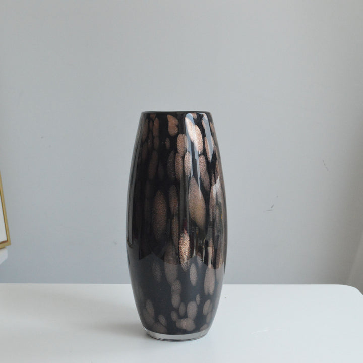 Handblown Speckled Glass Bulb Vase with Narrow Mouth and High-Gloss Finish Stornfield