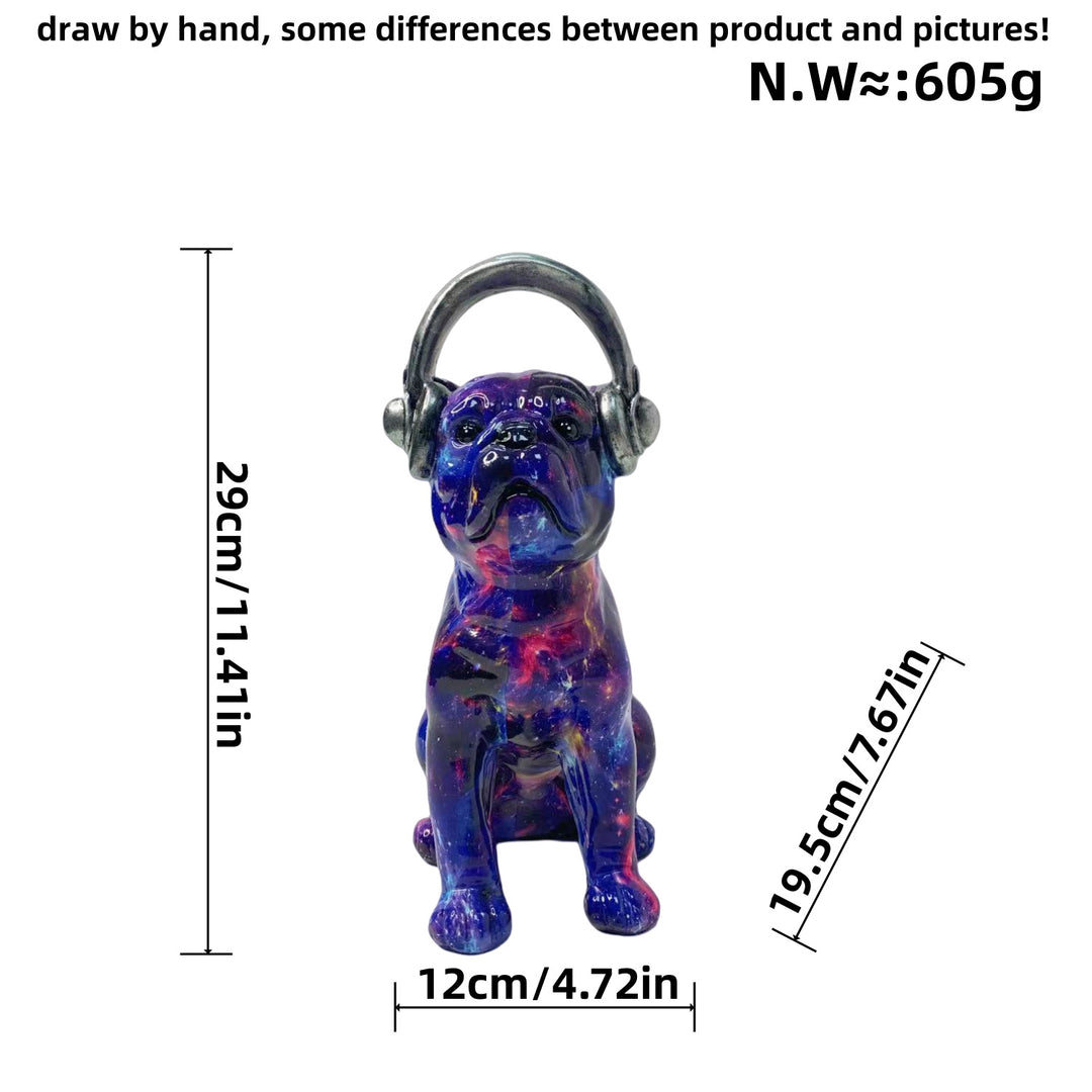 Creative Bulldog Sculpture with Headphones Stornfield