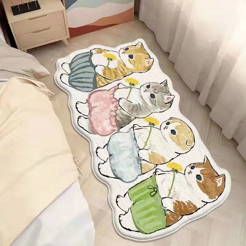 Cartoon Cat-Themed Area Rug