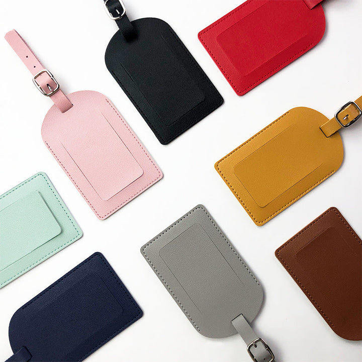 premium PU leather luggage tag with adjustable buckle strap Stornfield