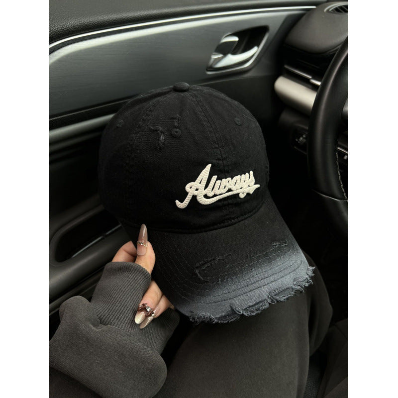 Women's Distressed Denim Style Baseball Cap Stornfield