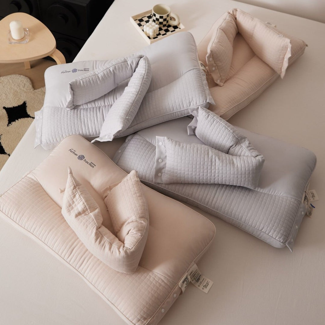ergonomic neck and full body pillow set with detachable support cushion