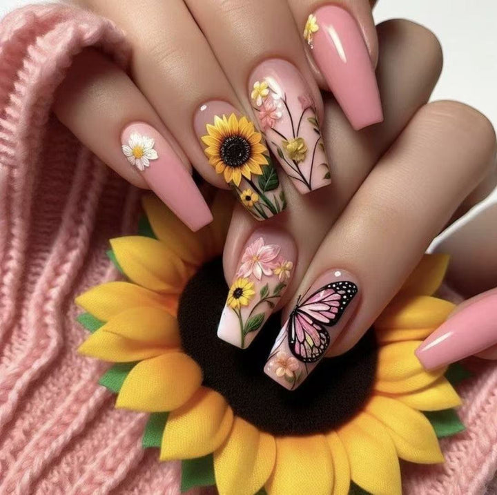Art nails with floral and summer motifs Stornfield