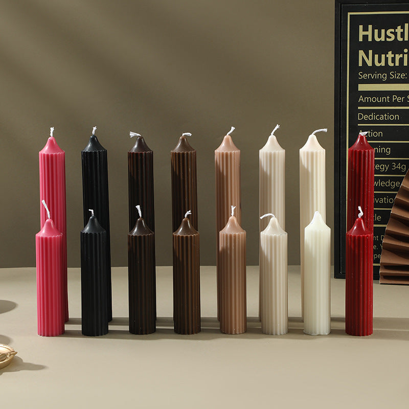 Ribbed Sculptural Column Candle Set