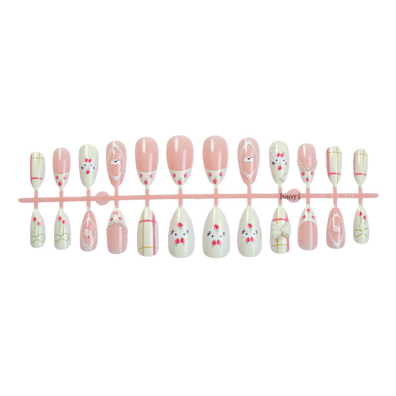 Decorative Press-On Nail Set with Floral and Whimsical Designs Stornfield